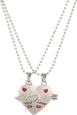 VIANSH Heart Shape Locket Special Two Half Heart Shape Love Locket With 2 Chain Set Stainless Steel