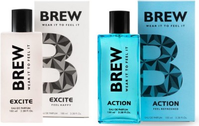 BREW EXCITE AND ACTION PERFUME,100 ml each , pack of 2. Eau de Parfum  -  200 ml(For Men & Women)