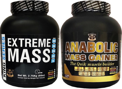 King Series Extreme Mass & Anabolic Mass Combo For Hugh Bulk Gain (6Lbs+6Lbs ChocoVanilla) Weight Gainers/Mass Gainers(5.5 kg, ChocoVanilla) King Series Extreme Mass & Anabolic Mass Combo For Hugh Bulk Gain (6Lbs+6Lbs ChocoVanilla) Weight Gainers/Mass Gainers(5.5 kg, ChocoVanilla)