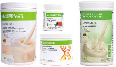 Herbalife Nutrition FORMULA-1 SHAKE VANILLA+PROTEIN POWDER -200GM+AFRESH -TULSI-+SHAKE MATE Protein Shake(1.25 kg, VANILLA-500gm, AFRESH -TULSI- 50gm, PROTEIN POWDER - 200gm, SHAKE MATE -500gm)