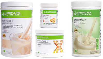 Herbalife Nutrition FORMULA-1 SHAKE VANILLA+PROTEIN POWDER -200GM+AFRESH -CINNAMON-+SHAKE MATE Protein Shake(1.25 kg, VANILLA-500g, AFRESH -CINNAMON- 50g, PROTEIN POWDER - 200g, SHAKE MATE -500g)