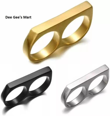 Dee Gee's mart Double Finger Ring for Boy and Girl Two Finger Ring Stainless Steel Ring Set