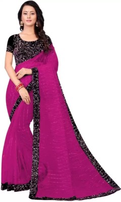 Mb Fashion Embroidered Bollywood Net Saree(Purple)