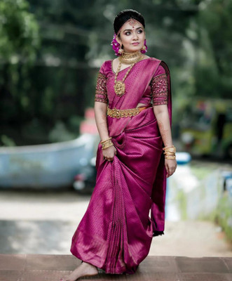 PARAMPARA CREATION Woven Kanjivaram Pure Silk Saree(Pink)