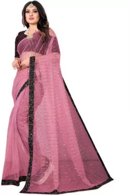 Mb Fashion Embroidered Bollywood Net Saree(Pink)