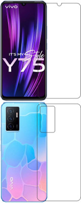 wooden craft Front and Back Tempered Glass for vivo Y75(Pack of 2)