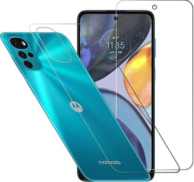 SOMTONE Front and Back Tempered Glass for Motorola Moto G22(Pack of 2)