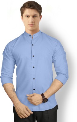 STONEBERG Men Self Design Casual Light Blue Shirt