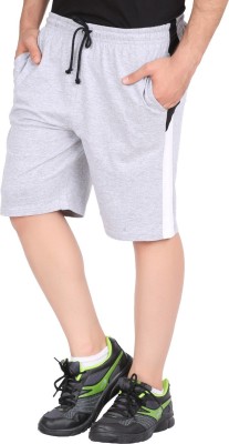 GLAMPANDA Striped Men Grey, Black, White Sports Shorts