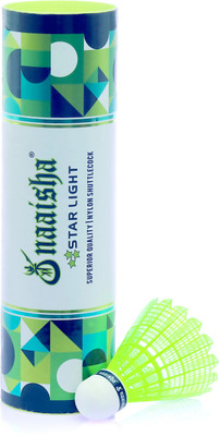 Naaisha Starlight Nylon Badminton Bat Outdoor Indoor Training Beginner's Shuttle Cock Nylon Shuttle  - Green(Medium, 77, Pack of 6)