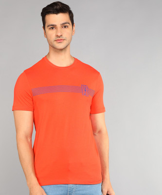 U.S. POLO ASSN. Striped Men Round Neck Red T-Shirt