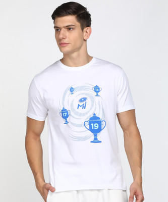FanCode-MI Printed Men Crew Neck White T-Shirt