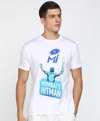 FanCode-MI Printed Men Crew Neck White T-Shirt