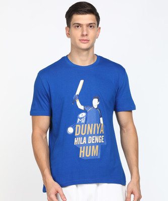 FanCode-MI Sporty Men Crew Neck Blue T-Shirt