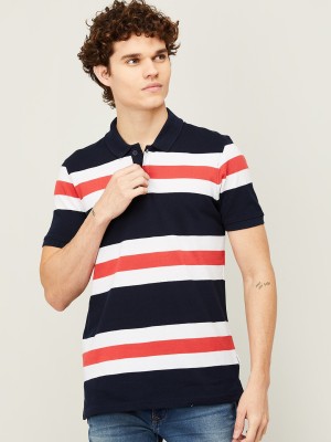 Fame Forever by Lifestyle Striped Men Polo Neck Multicolor T-Shirt