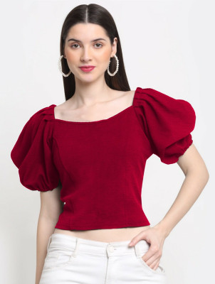 NiloBerry Casual Solid Women Red Top
