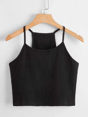 Redamancii Casual Solid Women Black Top