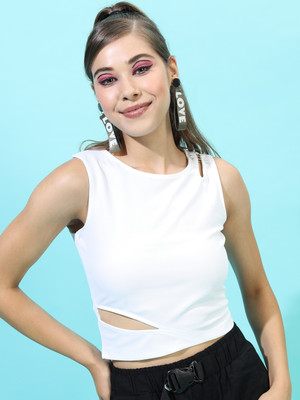 Tokyo Talkies Party Solid Women White Top