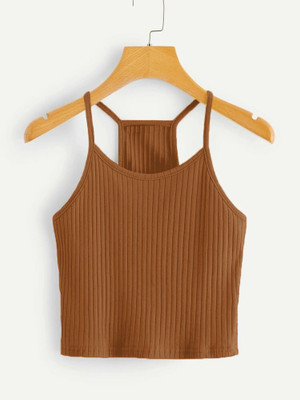 Redamancii Casual Solid Women Brown Top