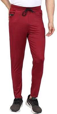 WolfWay Solid Men Maroon Track Pants