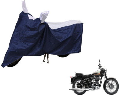 Auto Hub Two Wheeler Cover for Royal Enfield(Bullet 350, Blue, Silver)