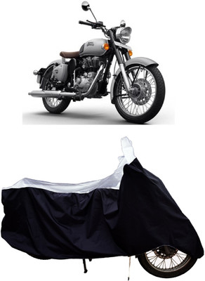 Tricway Two Wheeler Cover for Royal Enfield(Classic Gunmetal, White)