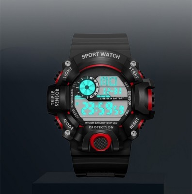 Trex Shock-red-bk+0 Silicone Black Belt Luminous Simple Black Color Watch For Men & Women Digital Watch  - For Boys & Girls