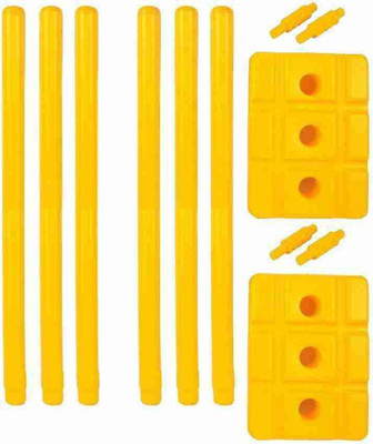 HHS SPORTS Full size Cricket Plastic Stump Set 30 Inch - 6 Stumps 2 Base & 4 Bails (Yellow)(Yellow)