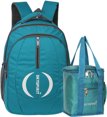 SkySprit Super Lightweight School & College Backpack With Tiffin Bag Combo Waterproof Backpack(Green, 40 L)