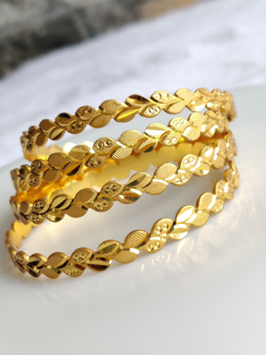 We3 Alloy Gold-plated Bangle Set(Pack of 4)