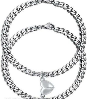 BALODIYA KRAFTS Stainless Steel Silver Bracelet(Pack of 2)