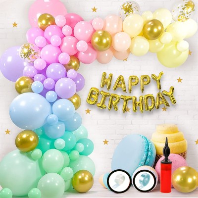 Prihit Premium look Pastel Balloons Foil Birthday Glue Arch Pump Confetti(Set of 70)
