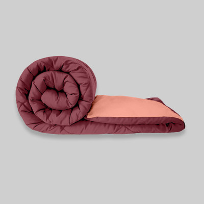 RD11 Solid Single Comforter for  Mild Winter(Poly Cotton, Maroon-Pink Peach)