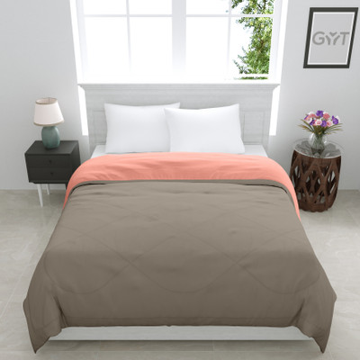 GYT Solid Single Comforter for  Mild Winter(Poly Cotton, Taupe & Pink Peach)