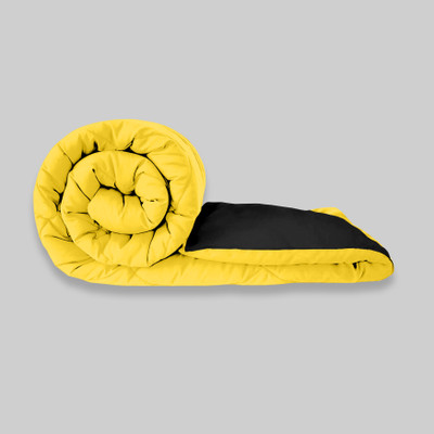RD11 Solid Single Comforter for  Mild Winter(Poly Cotton, Yellow-Black)