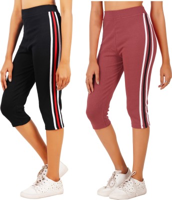 Just Live Fashion Women Black, Maroon Capri