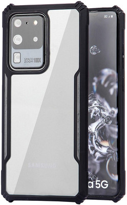 VAPRIF Back Cover for Samsung Galaxy S20 Ultra 5G, Transparent Hybrid Hard PC Back TPU Bumper(Black, Transparent, Shock Proof, Pack of: 1)