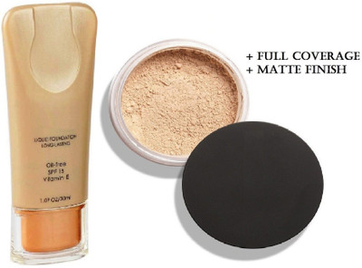 ADJD SKIN CARE MAKEUP FOUNDATION WITH COMPACT LOOSE POWDER FOR ALL SKIN TYPE(2 Items in the set)