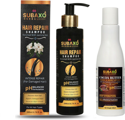 Subaxo Herbal Hair Repair Shampoo 200 ml & Cocoa Butter Body Lotion 200 ml(2 Items in the set)