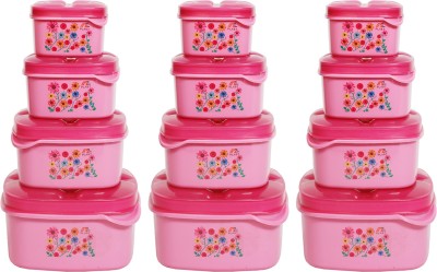 ME PLASTO Plastic Grocery Container  - 250 ml, 500 ml, 1000 ml, 1500 ml(Pack of 12, Pink)