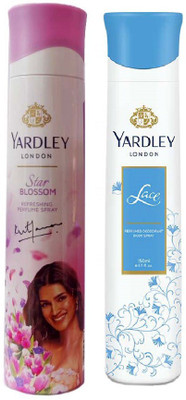 Yardley London 1 STAR BLOOSOM , 1 LACE ,150 ML EACH , PACK OF 2 . Deodorant Spray  -  For Men & Women(300 ml, Pack of 2)