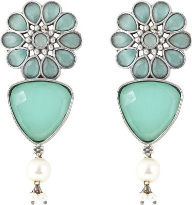 Teejh Teejh Ashikaa Green Silver Oxidised Earring Brass Drops & Danglers