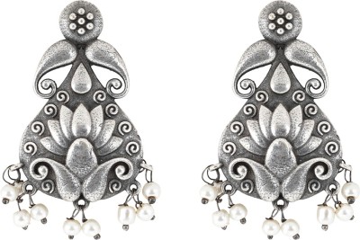 Teejh Aabir Silver Oxidised Earrings Alloy Drops & Danglers