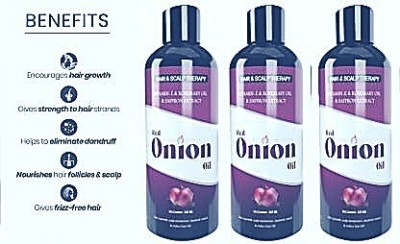 Manarya Sun's Heart Red Onion Hair Oil For Hair fall Control Non Sticky Pack Of 3 Hair Oil(300 ml)