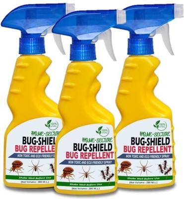 Home-Secure Bug Shield Organic Multi Insect Killer Spray, Natural Safe Non-Toxic No Chemical(3 x 83.33 ml)