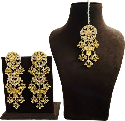 NUHA TRADERS Metal, Glass, Alloy Gold-plated White, Gold Jewellery Set(Pack of 1)