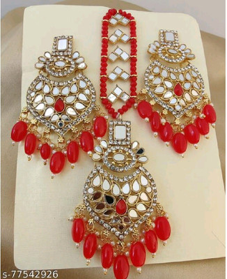 shiv creation Mother of Pearl, Alloy Gold-plated Gold, Red, White Jewellery Set(Pack of 1)