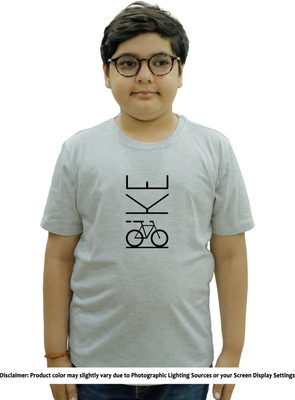CHOMBOOKA Boys Printed Cotton Blend Regular T Shirt(Grey, Pack of 1)