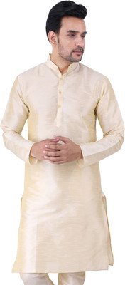Sadree Men Solid Straight Kurta(Gold)
