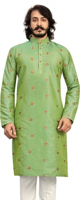 JY CREATION Men Embroidered Straight Kurta(Light Green)